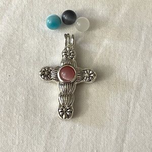 Cross Pendant with Interchangeable Stones
